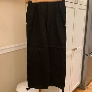 ZARA Black Linen Pants Ties at Hem Size Small